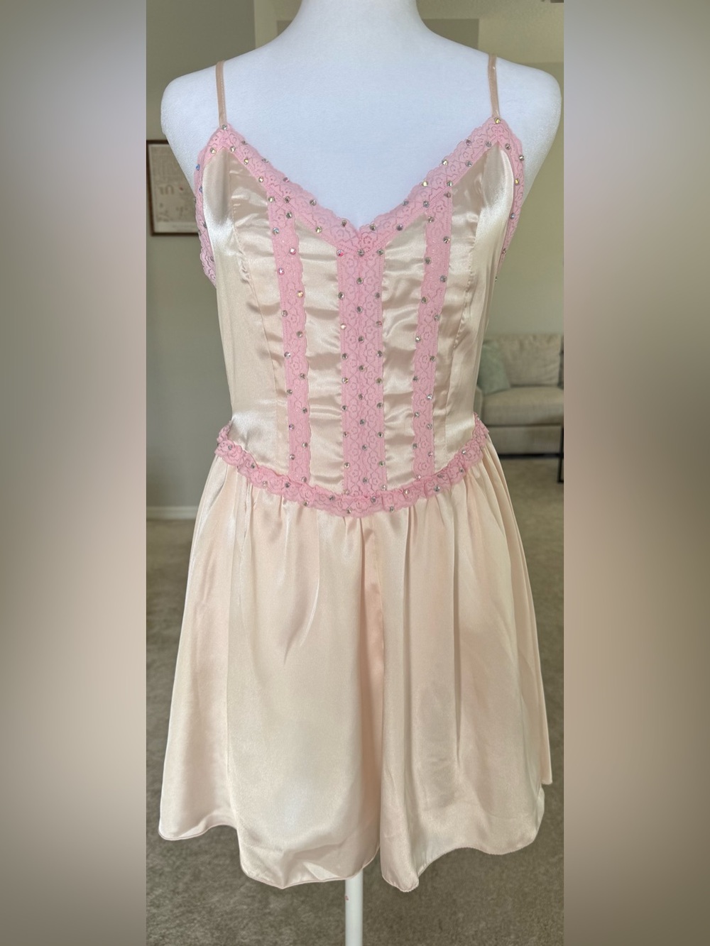 Champagne & Pink Slip Dress Dance Costume